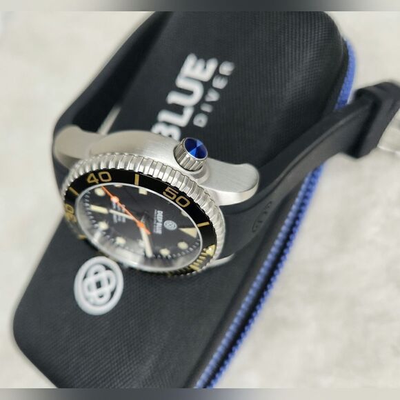 NWT Deep Blue Vintage Master 1000 44mm Automatic Men's Diver Watch Black Dial - Picture 6 of 11